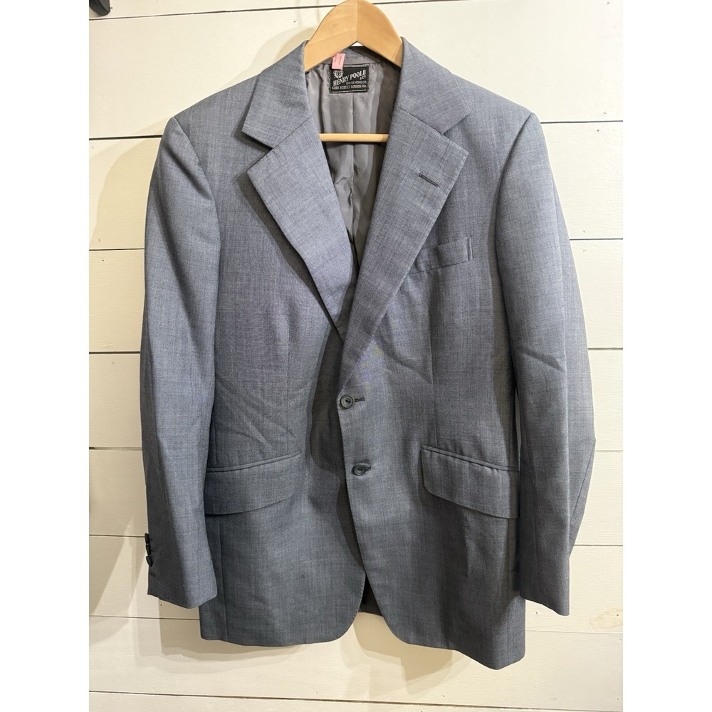 VTG 1978 Henry Poole & Co‎ Blazer Mens 42R Savile Row London Blue Bespoke Jacket